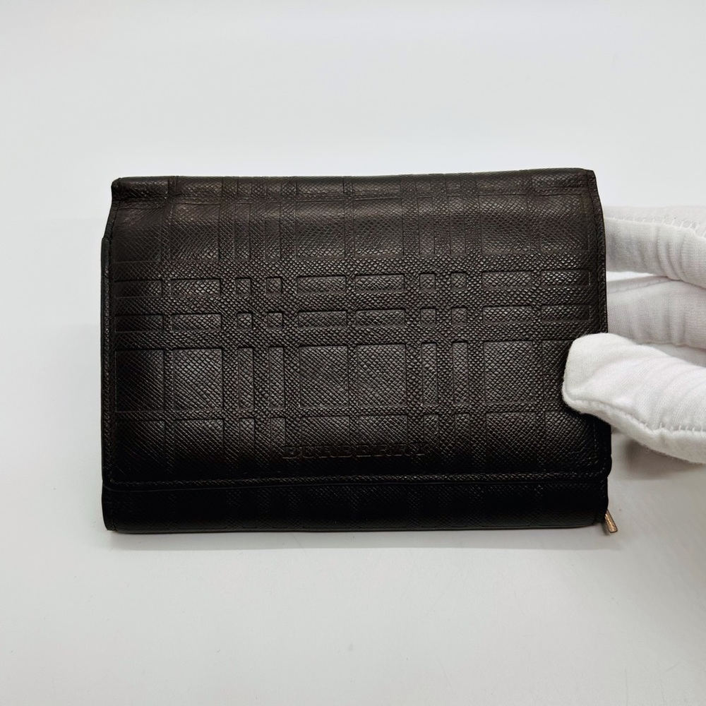 Burberry Check Brown Leather Women's Wallet Authentic